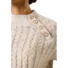 GARCIA GARCIA 25H PULL TRICOT COL MONTANT BOUTONS ECRU