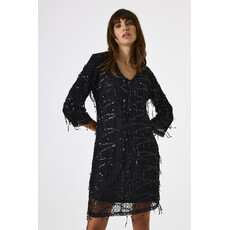 GARCIA GARCIA 25H ROBE COURTE COL V FRANGES SEQUINS NOIR
