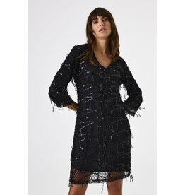 GARCIA GARCIA 25H ROBE COURTE COL V FRANGES SEQUINS NOIR