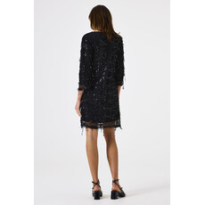 GARCIA GARCIA 25H ROBE COURTE COL V FRANGES SEQUINS NOIR
