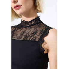 GARCIA GARCIA 25H TOP S MANCHES DUO COL DENTELLE NOIR