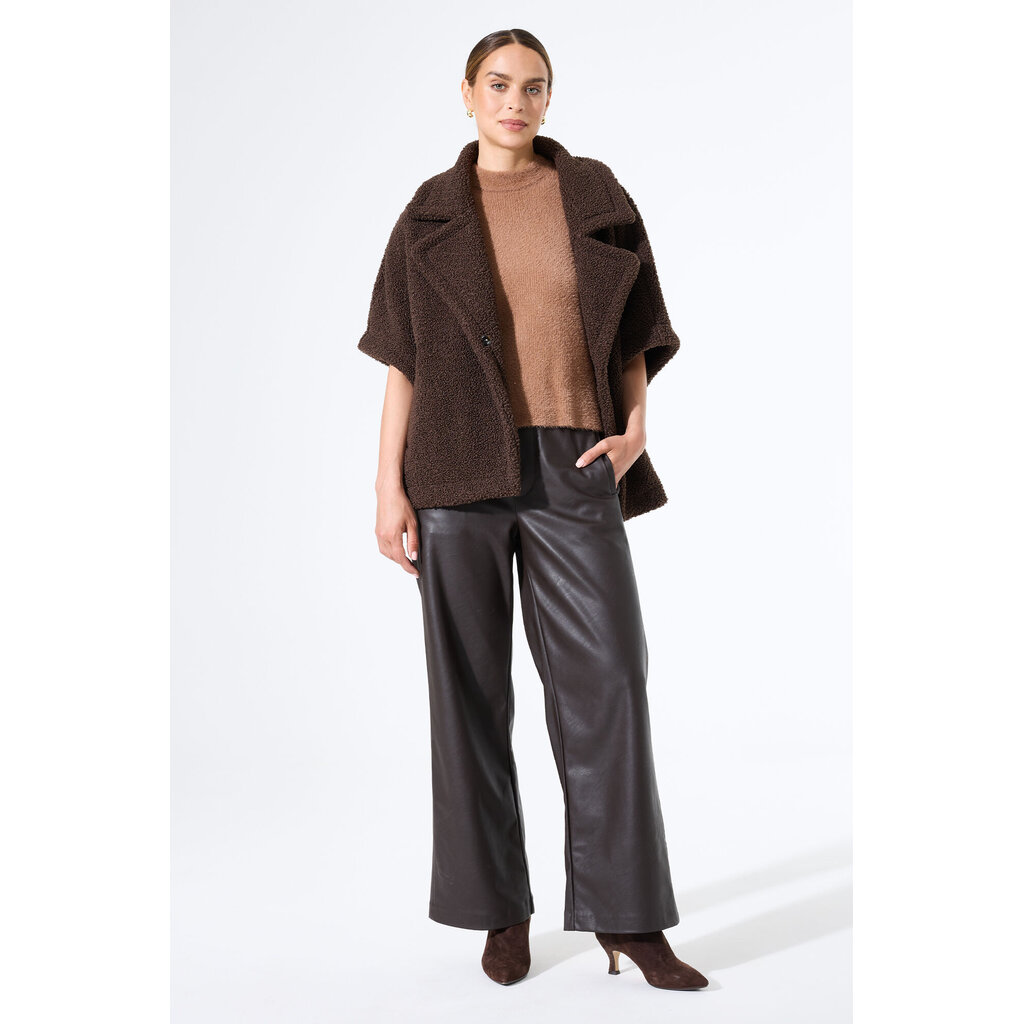 GARCIA GARCIA 25H PANT TAILLE ELAST EFFET CUIR BRUN FONCE