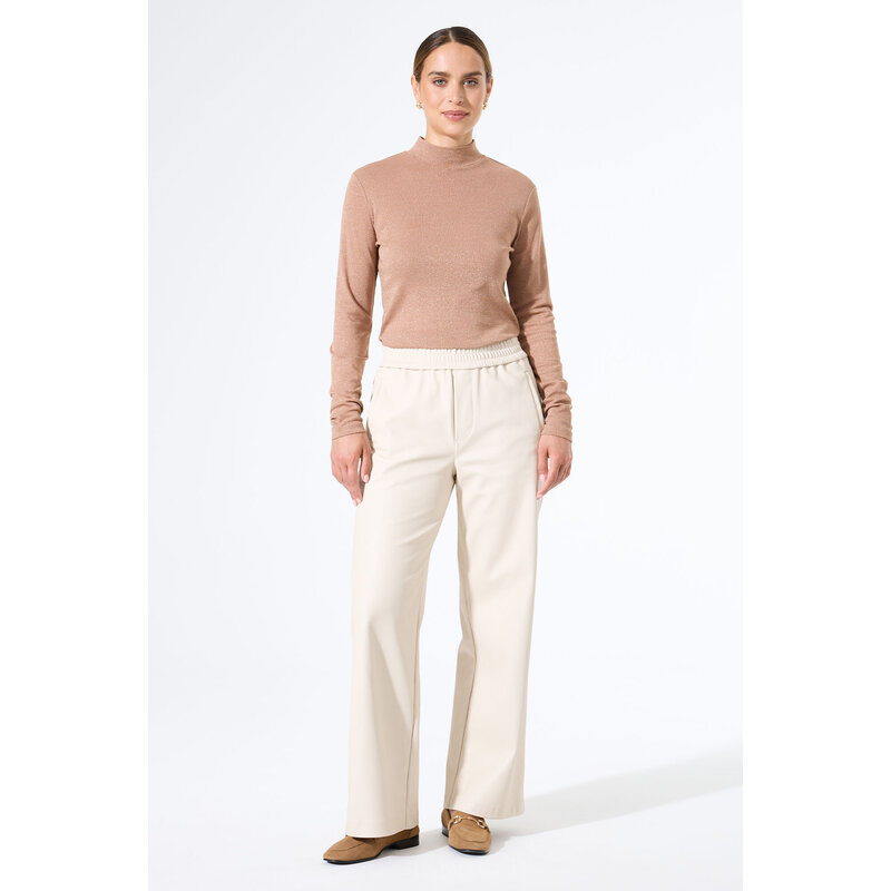 GARCIA GARCIA 25H PANT TAILLE ELASTIQUE EFFET CUIR IVOIRE