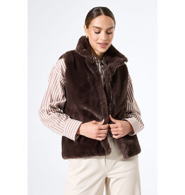 GARCIA GARCIA 25H VESTE S MANCHES FAUX FUR BRUN FONCE