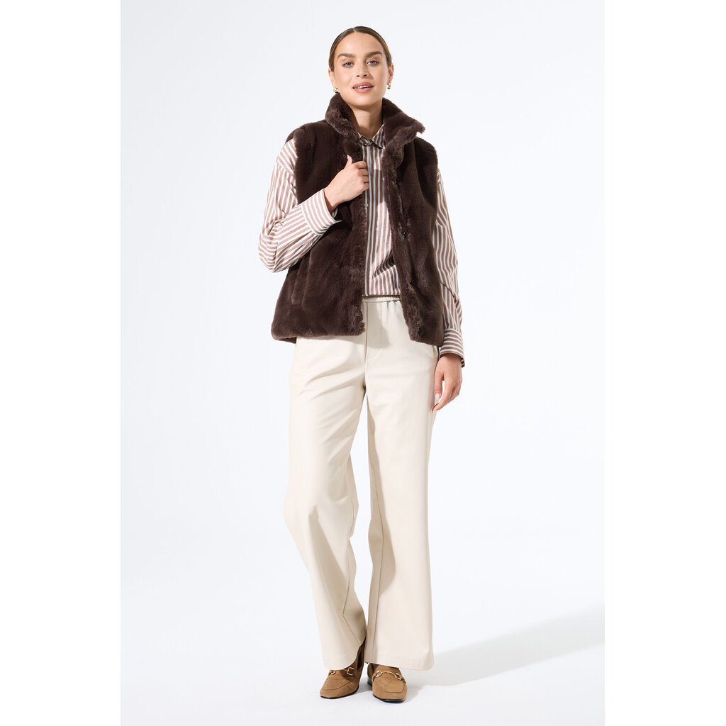 GARCIA GARCIA 25H VESTE S MANCHES FAUX FUR BRUN FONCE