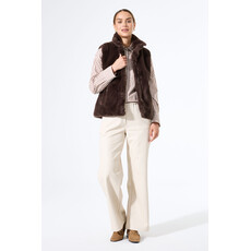 GARCIA GARCIA 25H VESTE S MANCHES FAUX FUR BRUN FONCE