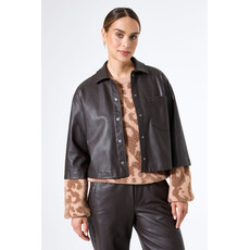 GARCIA GARCIA 25H JACKET CROP M 3/4 EFFET CUIR BRUN FONCE