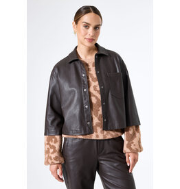 GARCIA GARCIA 25H JACKET CROP M 3/4 EFFET CUIR BRUN FONCE