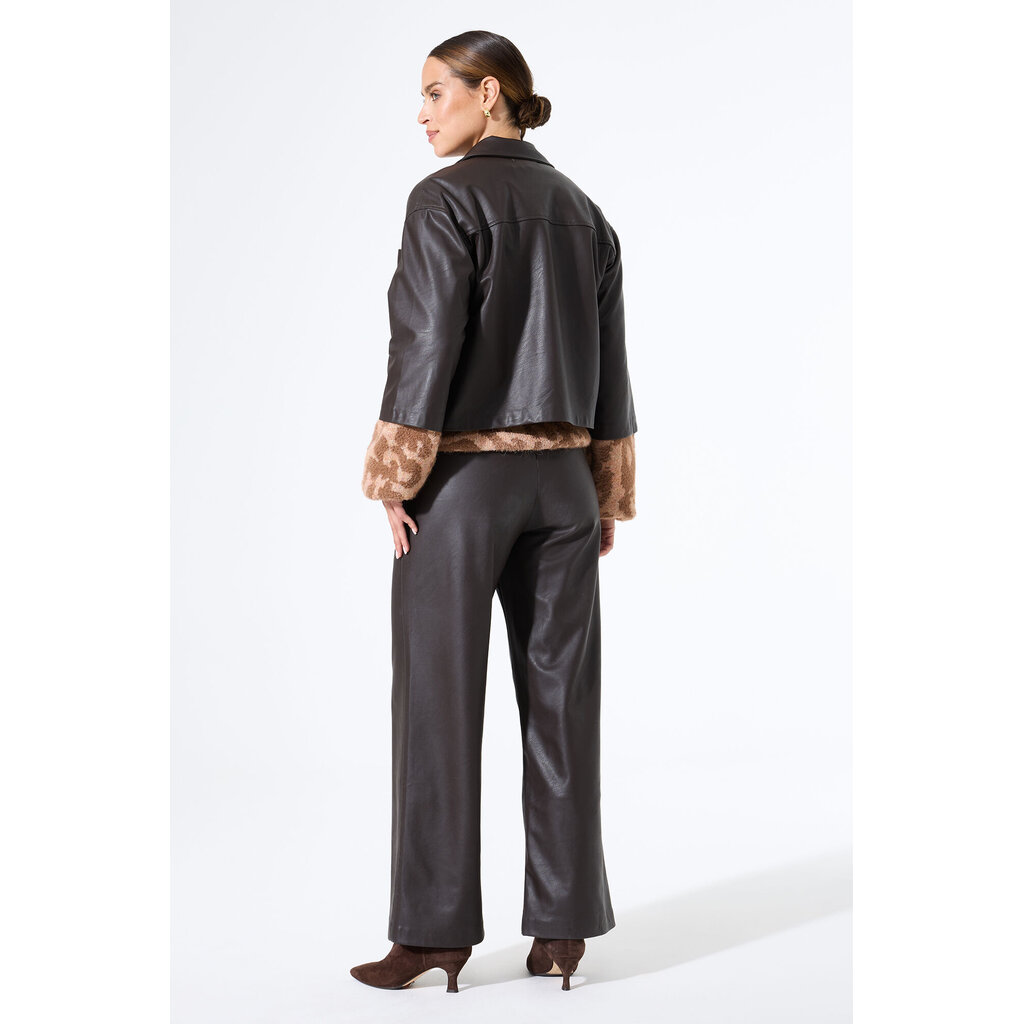 GARCIA GARCIA 25H JACKET CROP M 3/4 EFFET CUIR BRUN FONCE