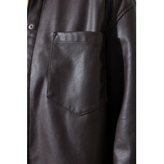 GARCIA GARCIA 25H JACKET CROP M 3/4 EFFET CUIR BRUN FONCE