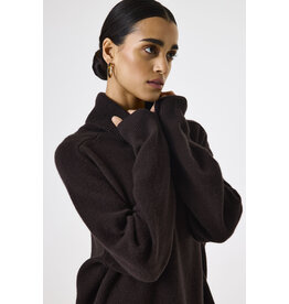 GARCIA GARCIA 25H PULL TRICOT COL ROULE BRUN FONCE