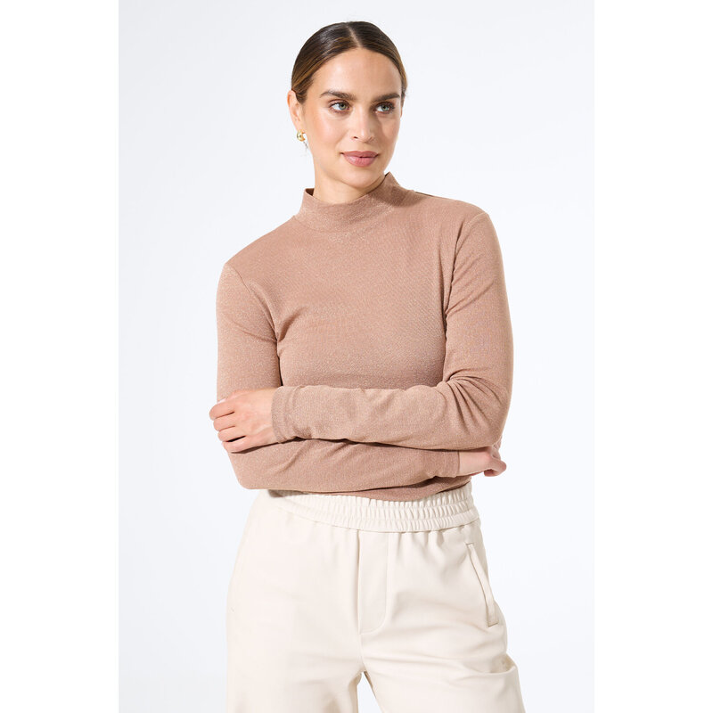 GARCIA GARCIA 25H TOP MOCK NECK BRILLANT BRUN CLAIR