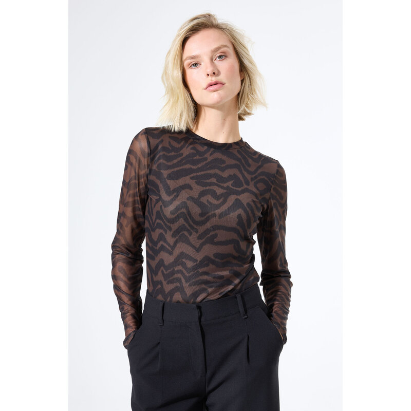 GARCIA GARCIA 25H TOP MESH MOTIFS NOIR/BRUN