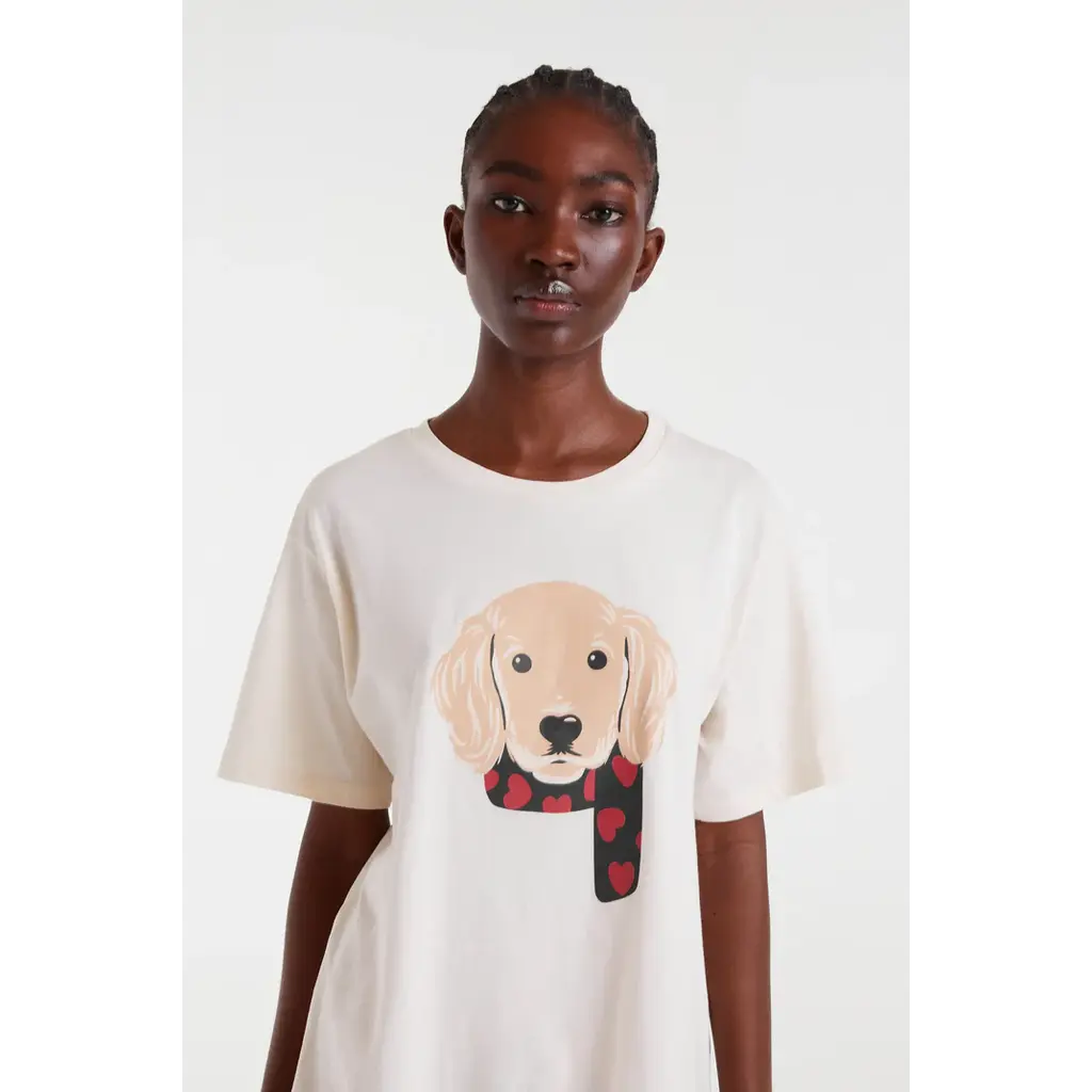 COMPANIA FANTASTICA COMPANIA 25H TSHIRT CHIEN CREME