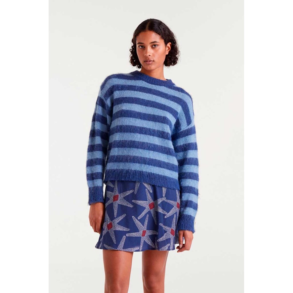 COMPANIA FANTASTICA COMPANIA 25H PULL TRICOT RAYURES MARINE/BLEU CIEL