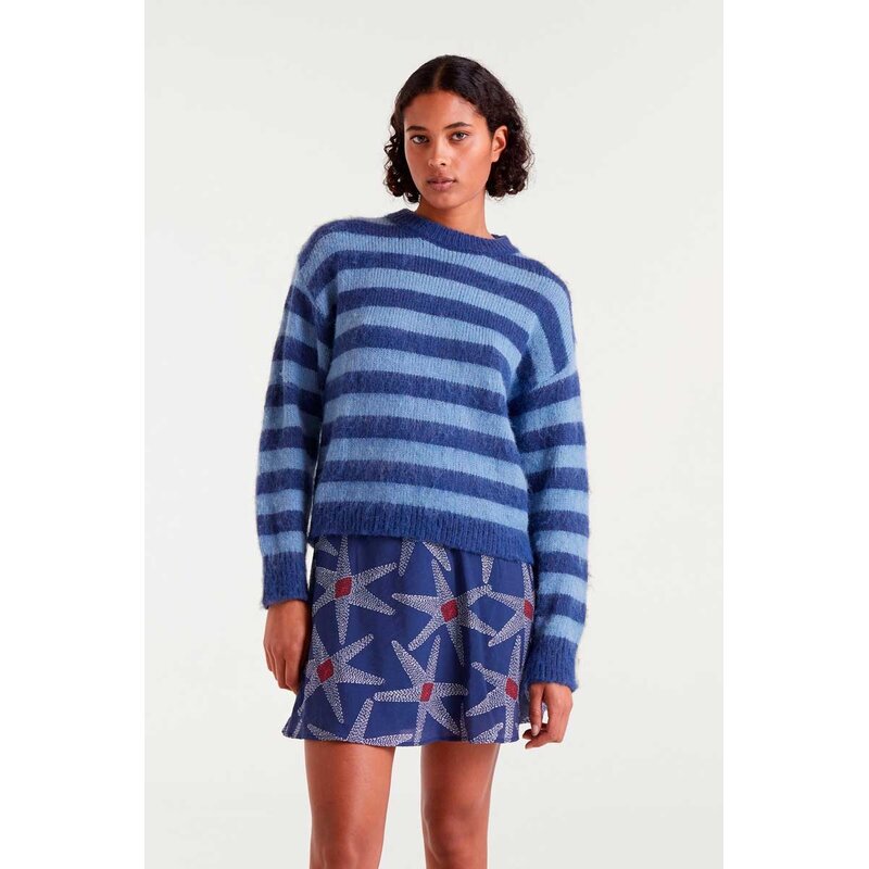 COMPANIA FANTASTICA COMPANIA 25H PULL TRICOT RAYURES MARINE/BLEU CIEL