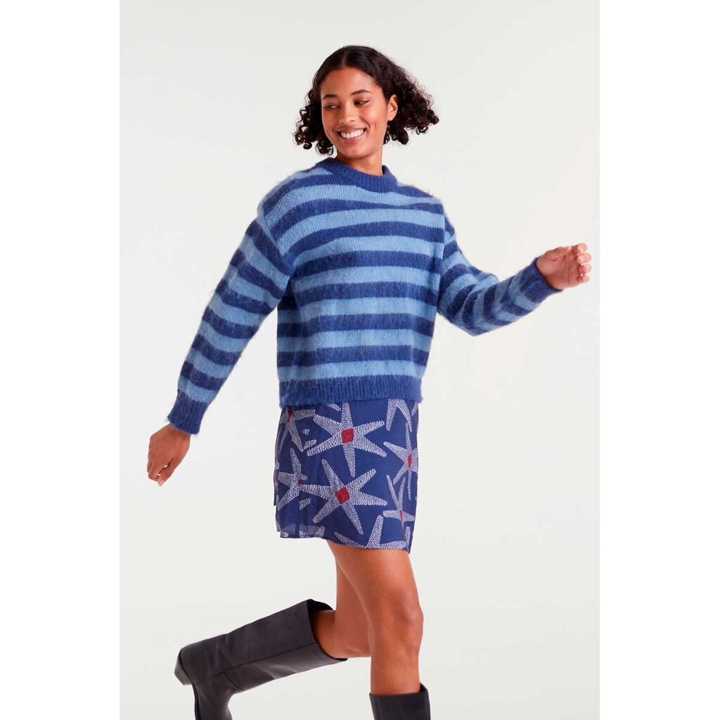 COMPANIA FANTASTICA COMPANIA 25H PULL TRICOT RAYURES MARINE/BLEU CIEL