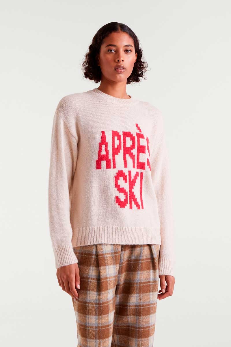 COMPANIA 25H PULL JACQUARD APRES SKI BLANC/ROUGE