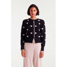 COMPANIA FANTASTICA COMPANIA 25H CARDIGAN JACQUARD COEURS NOIR/BLANC