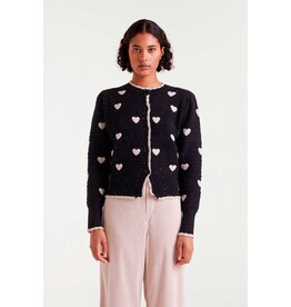 COMPANIA FANTASTICA COMPANIA 25H CARDIGAN JACQUARD COEURS NOIR/BLANC