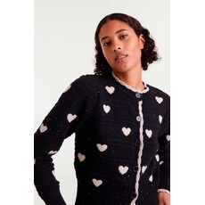 COMPANIA FANTASTICA COMPANIA 25H CARDIGAN JACQUARD COEURS NOIR/BLANC