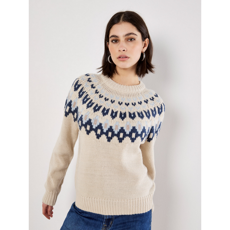 APRICOT APRICOT 25H PULL TRICOT MOTIFS JACQUARD STONE/BLEU