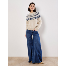 APRICOT APRICOT 25H PULL TRICOT MOTIFS JACQUARD STONE/BLEU
