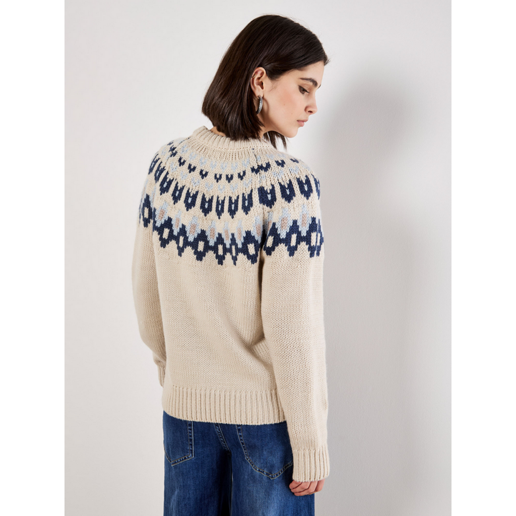 APRICOT APRICOT 25H PULL TRICOT MOTIFS JACQUARD STONE/BLEU