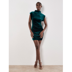 APRICOT APRICOT 25H ROBE COURTE FRONCEE VELOURS EMERAUDE