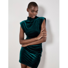 APRICOT APRICOT 25H ROBE COURTE FRONCEE VELOURS EMERAUDE