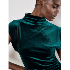 APRICOT APRICOT 25H ROBE COURTE FRONCEE VELOURS EMERAUDE