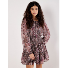 APRICOT APRICOT 25H ROBE FEATHER PATCHWORK RUFFLE BURGUNDY