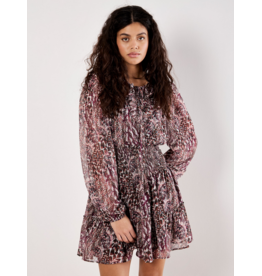 APRICOT APRICOT 25H ROBE FEATHER PATCHWORK RUFFLE BURGUNDY