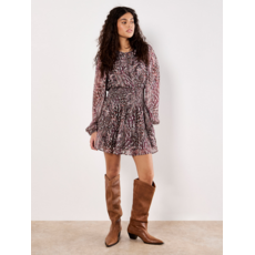 APRICOT APRICOT 25H ROBE FEATHER PATCHWORK RUFFLE BURGUNDY