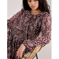 APRICOT APRICOT 25H ROBE FEATHER PATCHWORK RUFFLE BURGUNDY