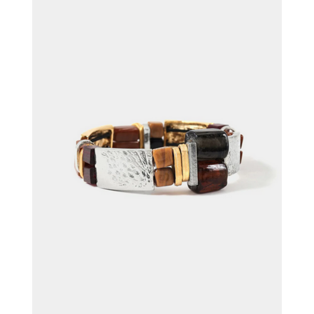 ANNE MARIE CHAGNON AM CHAGNON BRACELET MAIA OR/ARGENT MOKA MOUSSE