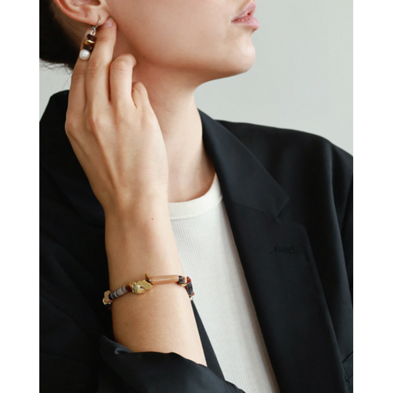 ANNE MARIE CHAGNON AM CHAGNON BRACELET FOMALAU OR/ARGENT MOKA MOUSSE