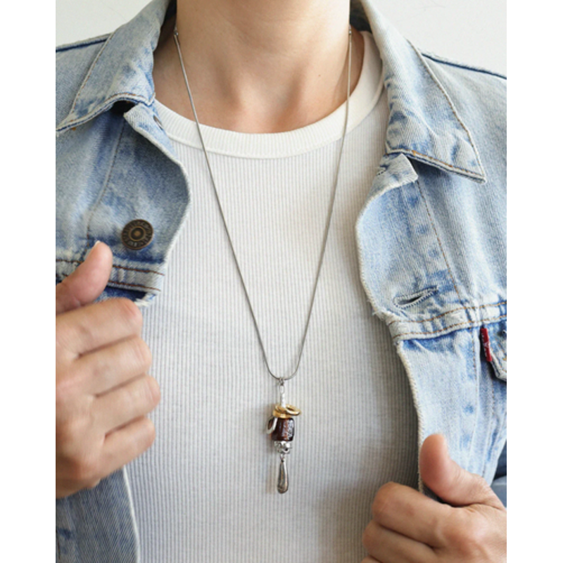 ANNE MARIE CHAGNON AM CHAGNON COLLIER GLIESE ARGENT MOKA MOUSSE