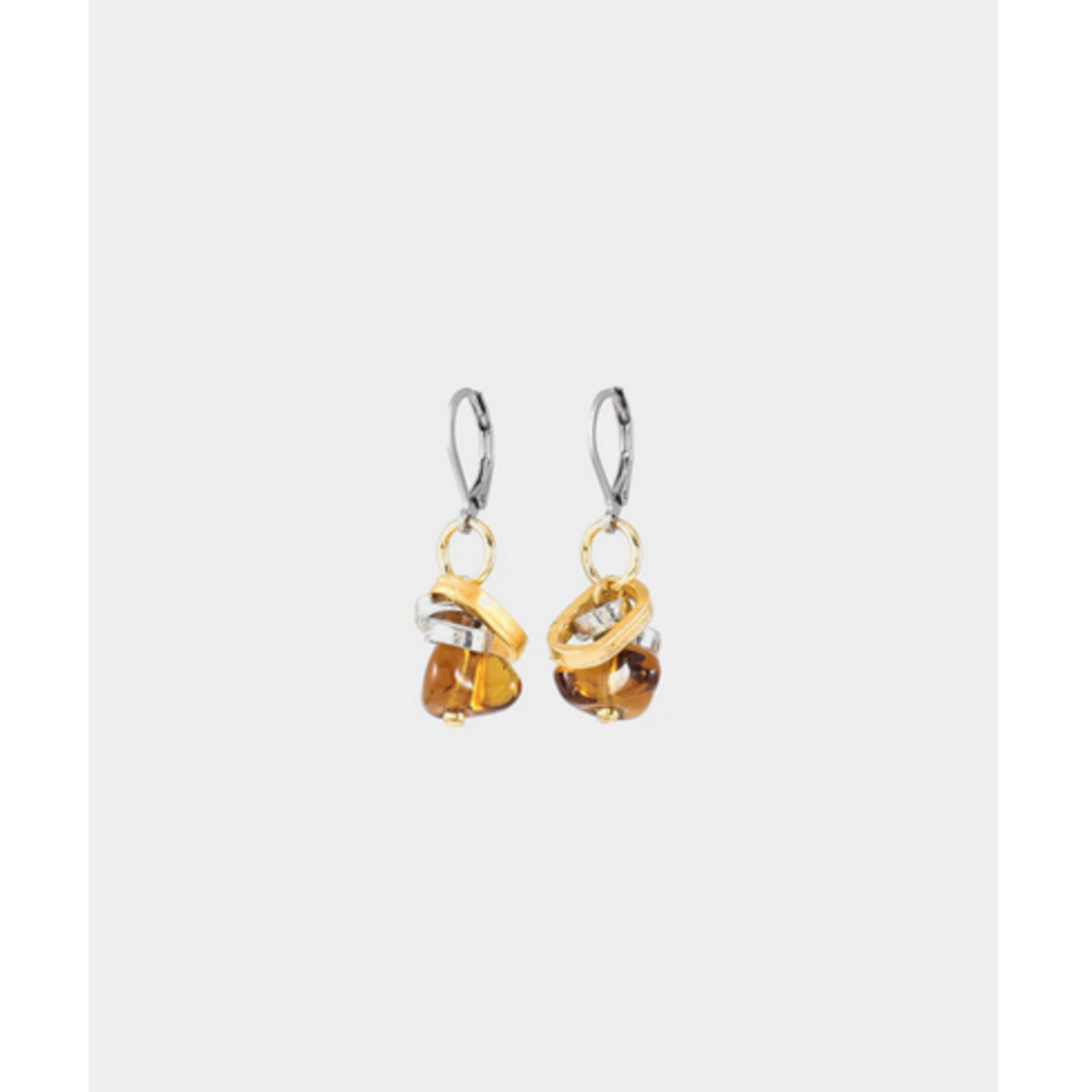 ANNE MARIE CHAGNON AM CHAGNON BOUCLES OREILLE PEGASUS ARGENT MOKA MOUSSE