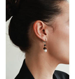 ANNE MARIE CHAGNON AM CHAGNON BOUCLES OREILLE ORCUS ARGENT MOKA MOUSSE