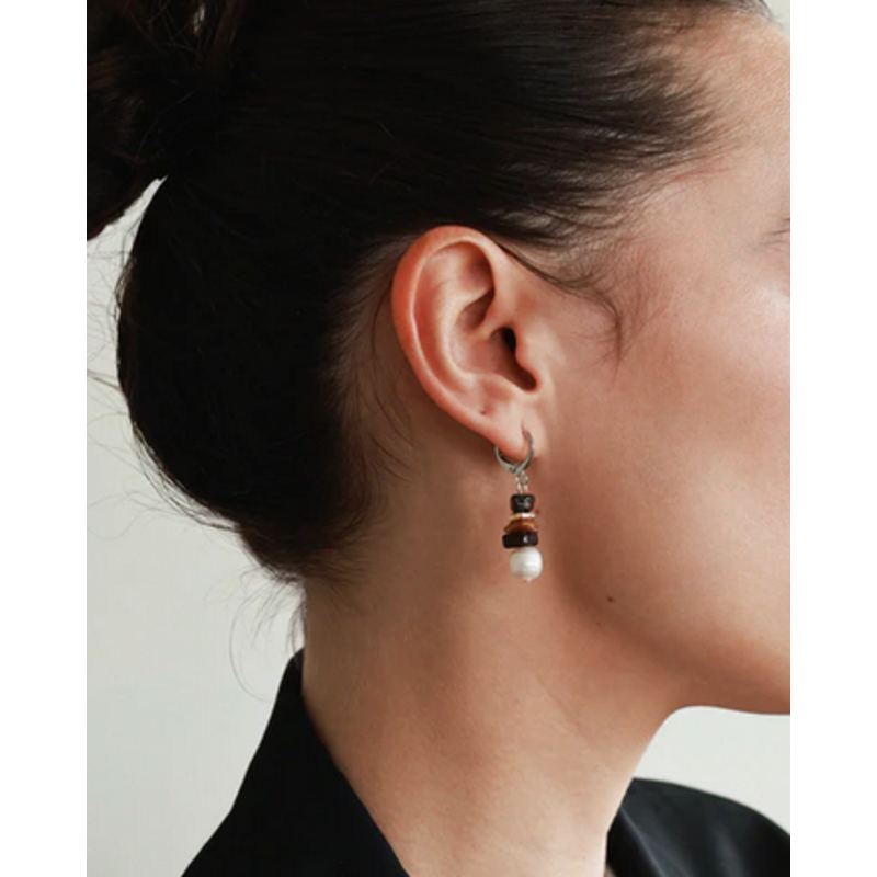 ANNE MARIE CHAGNON AM CHAGNON BOUCLES OREILLE ORCUS ARGENT MOKA MOUSSE