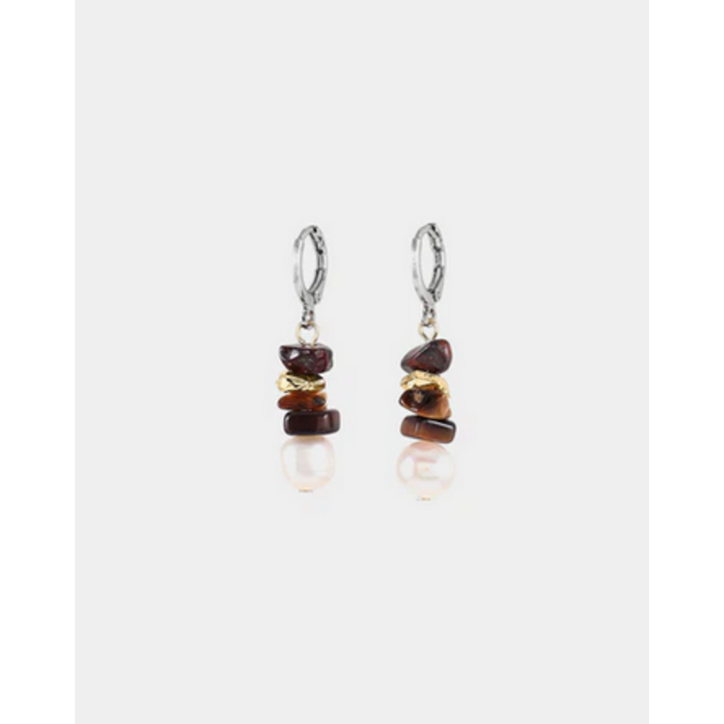 ANNE MARIE CHAGNON AM CHAGNON BOUCLES OREILLE ORCUS ARGENT MOKA MOUSSE