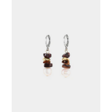 ANNE MARIE CHAGNON AM CHAGNON BOUCLES OREILLE ORCUS ARGENT MOKA MOUSSE