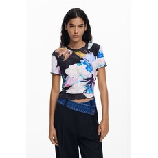 DESIGUAL DESIGUAL 25H TSHIRT VIENA TEXTURE FLEURS NOIR