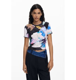 DESIGUAL DESIGUAL 25H TSHIRT VIENA TEXTURE FLEURS NOIR
