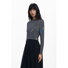 DESIGUAL DESIGUAL 25H ROBE DUO RAYA TOP RAYE NOIR/BLANC