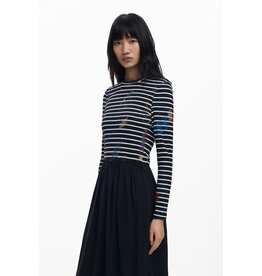 DESIGUAL DESIGUAL 25H ROBE DUO RAYA TOP RAYE NOIR/BLANC