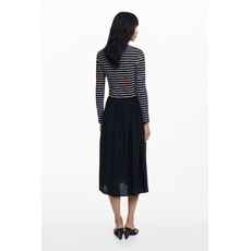 DESIGUAL DESIGUAL 25H ROBE DUO RAYA TOP RAYE NOIR/BLANC