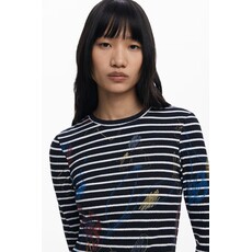 DESIGUAL DESIGUAL 25H ROBE DUO RAYA TOP RAYE NOIR/BLANC