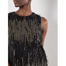 APRICOT APRICOT 25H TOP S MANCHES FRANGES SEQUINS NOIR